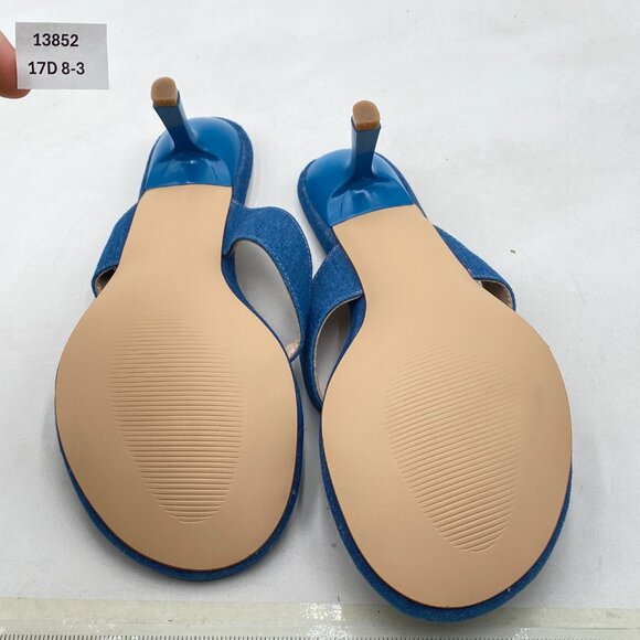 XYD Blue Denim Thong Sandals Mid Heel Flip Flops Open Toe Daily Wearing Slippers - Picture 7 of 8